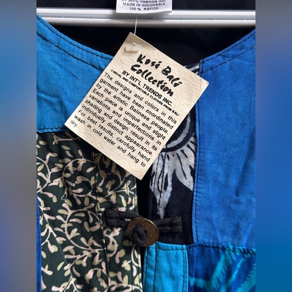 NEW Vintage Kosi Bali 90s Patchwork Blue Quilted Jacket Handmade Women’s M/L - Picture 7 of 11